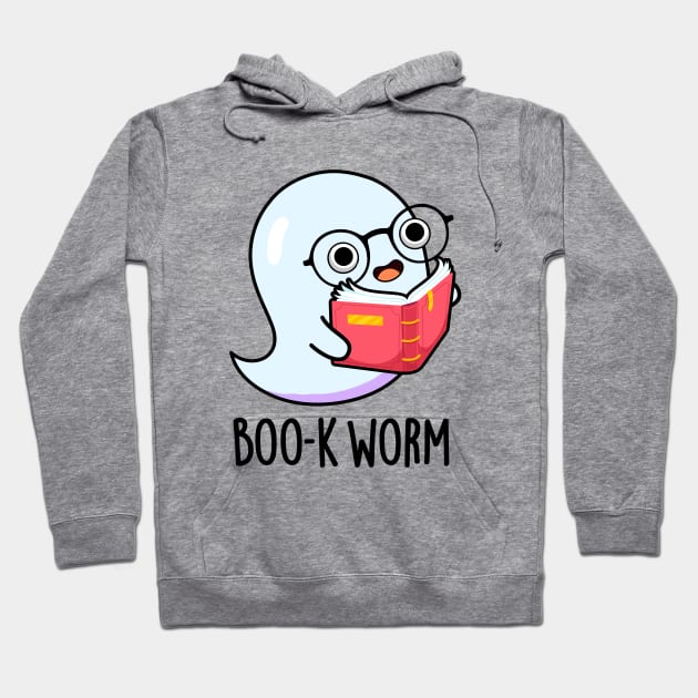 Boo-k Worm Cute Halloween Bookworm Ghost Pun Hoodie by punnybone